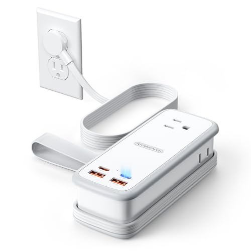 NTONPOWER 100W GAN Ultra Travel Power Strip, 7-in-1 USB C Charging Station with 3 Outlets 4 USB (2 Fast Charge)& 5ft Extension Cord, Compact Desktop Charger for MacBook, iPhone, Cruise, Office, White - color: White, size: 100W