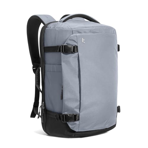 tomtoc Travel Backpack 40L, TSA Friendly Flight Approved Carry-on Luggage Hand Water-resistant Lightweight Business Rucksack, Durable Large Weekender Bag Daypack Fits 17.3 Inch Laptop - color: Silver Gray-ripstop, size: 40L