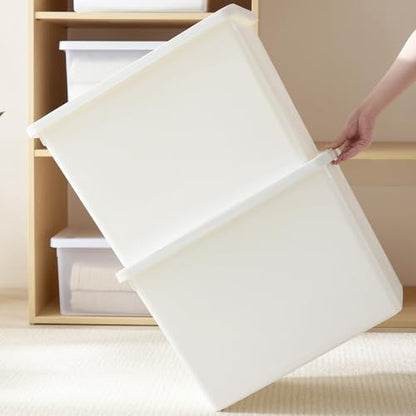 YUNGSHY 4 Pack 58 Quart White Large Stackable Storage Bins With Lids,Bathroom Closet Undersink Organizers and Storage Containers and Durable Nestable Closet, Garage, Totes (white, 58Qt.-4Pack) - size: 58Qt.-4Pack