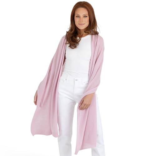Velanio Cashmere 100% Cashmere Knitted Wrap Pashmina Shawl Extra Large Scarf Stole for Women Travel - color: Pink