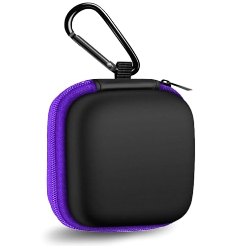 Square Earbud Case Portable EVA Carrying Case Storage Bag Tech Pouch Cell Phone Accessories Organizer with Carabiner for Earphone, Earbud, Earpieces, SD Memory Card, Camera Chips, Purple - color: C4-square purple