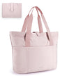 BAGSMART Tote Bag for Women, Foldable Tote Bag With Zipper Travel Shoulder Bag Handbag for Work - color: Baby Pink
