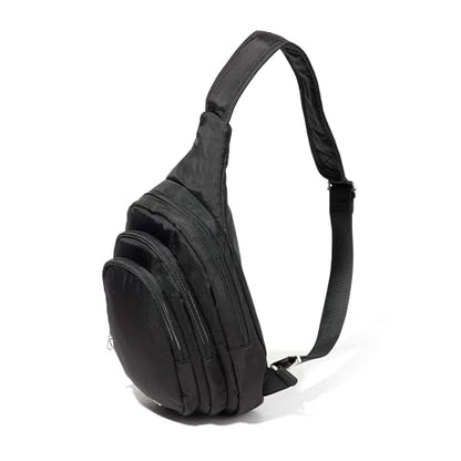Baggallini Securtex® Anti-Theft Multi Zip Sling - Lightweight 8.6"x15.2" Travel Bag with Locking Zippers & RFID Protection - color: Black