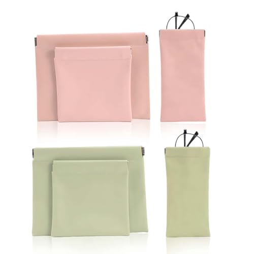 Small Makeup Bag for Purse, Glasses Case, Mini Cosmetic Bags for Women, Coin Purse Organizer, Lipstick Cosmetic Accessories Organizer, Small Travel Kit Storage Pouch (6P-(Pink+Green)) - color: 6P-(Pink+Green)