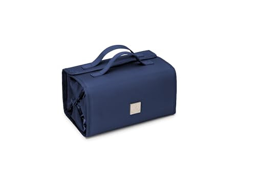 ROYALFAIR Roll Up Makeup Bag, Travel Toiletry Bag for Women with 4 Clear TSA Approved Pouches, Hanging Travel Organizer, Folding Cosmetic Bag for Men and Women - color: Navy