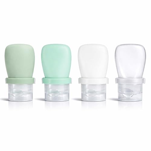 1 oz Silicone Travel Bottles, Leakproof Squeeze Bottle Mini Travel Size Container for Toiletries Lotion Shampoo and Conditioner Liquid Salad Dressing to go Condiment, TSA Approved, 4 Pack - color: Green, White, Clear, size: 1 oz