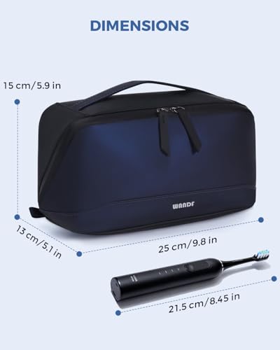 WANDF Toiletry Bag for Men, PU Leather Dopp Kit with Detachable Waterproof Hanging Pouch and Wet Pocket (Navy Blue) - color: Navy Blue