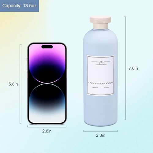 ASEVAT 13.5oz 4pack Refillable Travel Shampoo and Conditioner Bottles, Travel Size containers, Travel Bottle for toiletries, Squeeze Bottles with Flip Cap, Empty Plastic Leak Proof Travel Bottles - color: Blue, size: 13.5oz