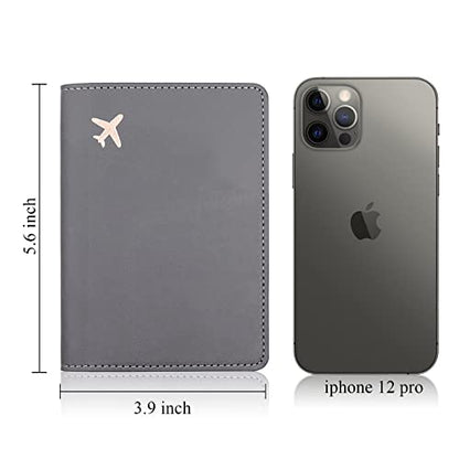 Passport Wallet, Gray, Unisex, Faux Leather, Waterproof, Slim, Lightweight, RFID Blocking, 2-in-1 Design, with Document Slots, Credit Card Slots, SIM Card Slots - color: Gray, style: Minimalist