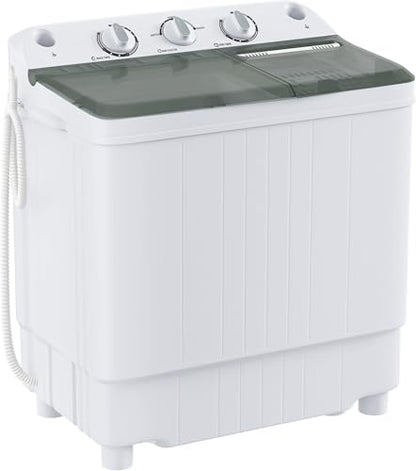 Elevon Portable Washing Machine Twin Tub 9.9 Lbs Capacity, (7.7 Lbs) and Spinner(2.2 Lbs) Combo Mini Compact Laundry Washer for Home, Apartment, Camping, RVs and Dorms, Black/White - style: 10LBS