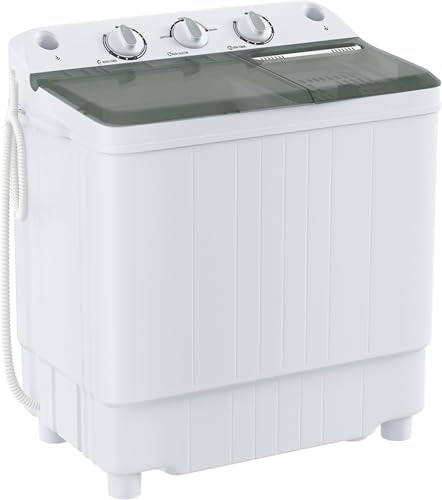 Elevon Portable Washing Machine Twin Tub 9.9 Lbs Capacity, (7.7 Lbs) and Spinner(2.2 Lbs) Combo Mini Compact Laundry Washer for Home, Apartment, Camping, RVs and Dorms, Black/White - style: 10LBS