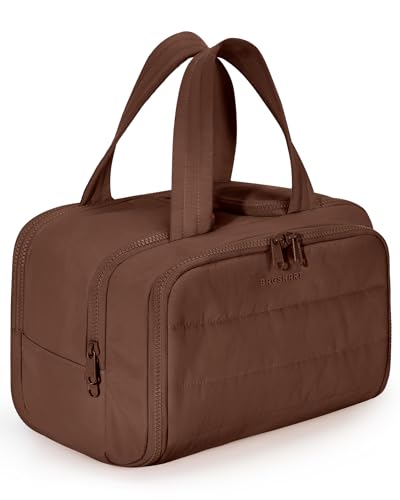 BAGSMART Travel Toiletry Bag, Puffy Toiletry Bag for Women, Wide-open toiletry bags for traveling, Large Travel Cosmetic Makeup Bag Organizer for Accessories,Toiletrie (Coffee Brown) - color: g-Coffee Brown