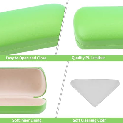 PERFECTSIGHT Sunglasses Case, Large Hard Shell Glasses Case, Cute PU Leather Protective Eyeglasses Case for Women Men - color: Green