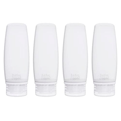 Silicone Travel Bottles for Toiletries TSA Approved Travel Size Containers Set 4 Pack Portable Leak Proof Refillable Cosmetic Squeeze Bottles Shampoo Hair Conditioner Body Lotion Bath Shower Gel