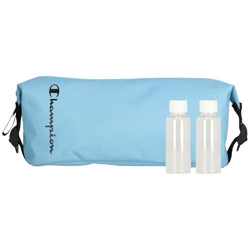 Champion - Hanging Toiletry Bag - Travel Sized Polyester Bag — Water-Resistant, Cosmetics Organizer Bag with Two Compliant Bottles - Lightweight Portable Zipped Bag for Unisex – Blue - 10"x3.9"x3.9" - style: Cendre Blue