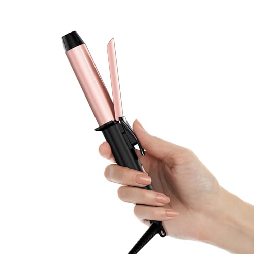FARERY Mini Curling Iron 1 Inch, 100-240V Dual Voltage for Travel, Ceramic Curling Iron Travel Size with Keratin & Argan Oil Infused, Mini Hair Curler with Storage Bag, Rose-Gold - size: 1 inch