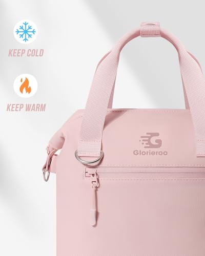 GLORIEROO Pastel Lunch Box Women | Insulated Soft Waterproof Leakproof Lunch Bag Cooler | Adjustable Strap | BPA-Free - color: Rose Quartz
