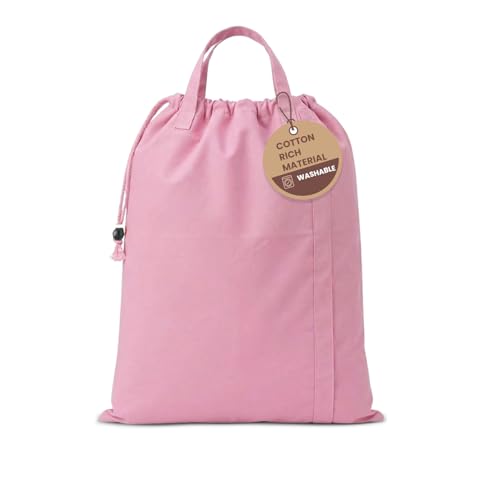 LFH Home Cotton Canvas Large Laundry Bag with Handle, Heavy Duty Drawstring Closure Washable Laundry Bags, School Travel, Home, Hotel, College Dorm, Organizer Sack, Toys Clothes 20x30-Pink - color: Pink, size: 20”x30”