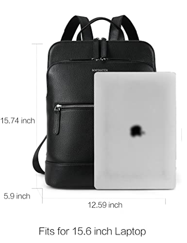 BOSTANTEN Leather Laptop Backpack for Women 15.6 inch Computer Bag Travel Work Daypack - color: 3-black
