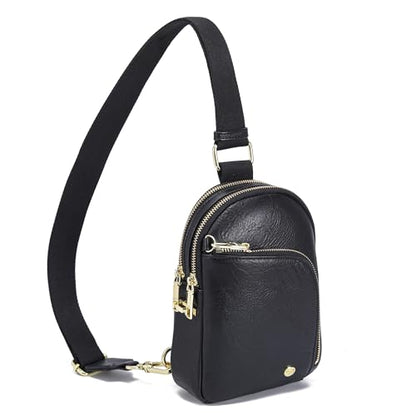 INICAT RFID Blocking Sling Bag, Anti Theft Crossbody Bag for Women Compact Travel Purses Leather - color: Black Anti Theft