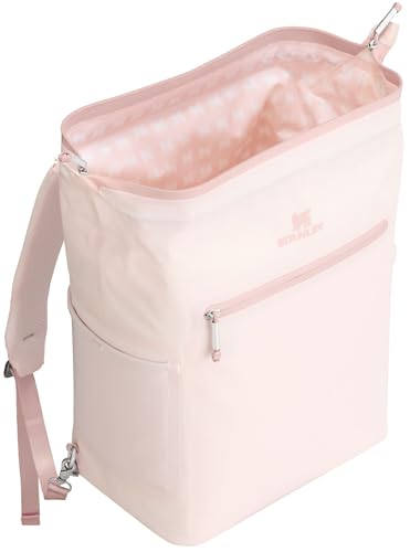 Stanley All Day Madeleine Backpack Soft Cooler 20 Can Cooler with Handle and Shoulder Straps Insulated Travel Bag with Zipper BPA-Free - color: Rose Quartz, style: Midi