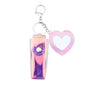 Sisadodo Glitter Lip Oil Holder Key Chains for Woman Lipstick Case with Mirror Lip Balm Keychain for Lipstick Case Keychain - color: Pv Pink-heart