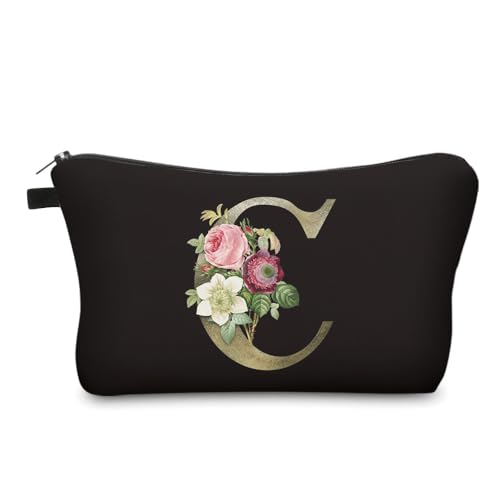 Deanfun Makeup Bag, Bride Bridesmaid A-Z Make Up Bag, Small Personalized Initial Letter 3D Printings Waterproof Cosmetic Bags for Women (C) - color: Letter C