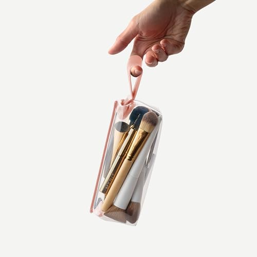 Cadence Parcel - Clear Kit with Magnetic Closure - Durable and Leak-Resistant Travel Toiletry Kit - TSA-Compliant & Modular Design - Hygiene Bag for Travel Essentials - .5 Qt - Rose - color: Rose, size: Small