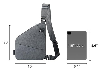 WANDER PLUS® Anti Theft Crossbody Bag, Shoulder Bag Anti-theft Design for Travel, Sport, Work - color: Grey