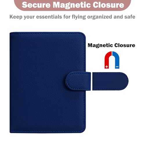 HOTCOOL Passport Holder Travel Essentials Airplane & Cruise Essentials Ship Leather Wallet Cover Case RFID Blocking Women & Men Vacation Travel Accessories Gifts Deals, Litchi - Navy Blue - color: A Litchi Navy