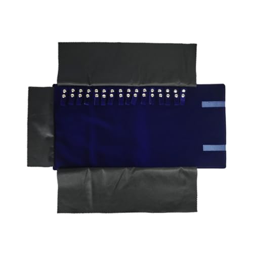 Velet Travel Jewelry Case Roll Bag Organizer for Necklace Bracelet Black Gray Velvet (Blue) - color: Blue