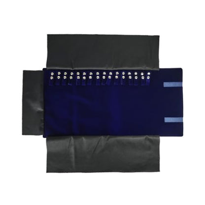 Velet Travel Jewelry Case Roll Bag Organizer for Necklace Bracelet Black Gray Velvet (Blue) - color: Blue