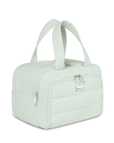 TOPDesign Travel Toiletry Bag for Women, Puffer Large Toiletry Bag, Lightweight Cosmetic Makeup Organizer with Handle for Traveling, Accessories, Essentials, Toiletries (Serene Blue) - color: Serene Blue