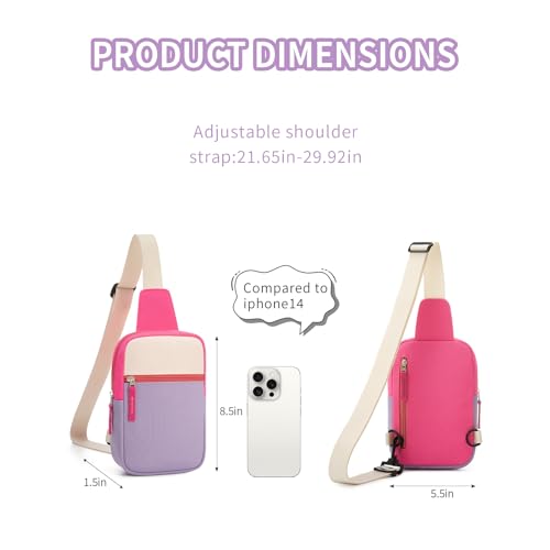 Birthday Gifts for 8 9 10 11 12 Year Old Teens Girls Kids, Fanny Pack Crossbody Bag Sling Belt Bags Purse, Dorm Travel Essentials for Girls Fashion, Preppy Tween Teen Girl Gift Trendy Stuff - color: Light Pink & Purple