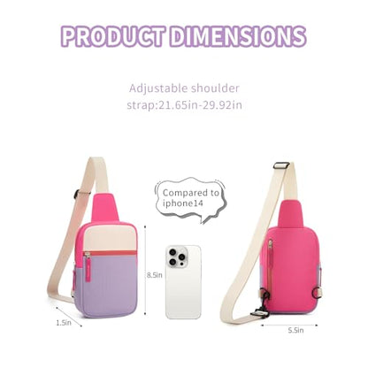 Birthday Gifts for 8 9 10 11 12 Year Old Teens Girls Kids, Fanny Pack Crossbody Bag Sling Belt Bags Purse, Dorm Travel Essentials for Girls Fashion, Preppy Tween Teen Girl Gift Trendy Stuff - color: Light Pink & Purple
