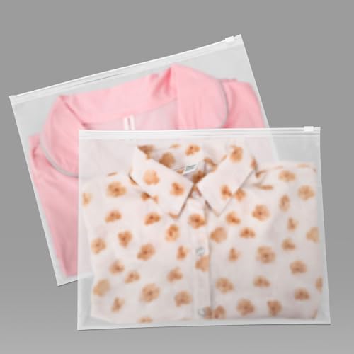 25 Pcs 13x10 Inch Frosted Resealable Clothing Bags - 3 Mil Heavy-Duty Plastic Packaging for Apparel Storage | Travel & Small Business Organizer for Shirts, Delicate Garments-No Vent Holes - size: 25Pcs-13x10 Inch
