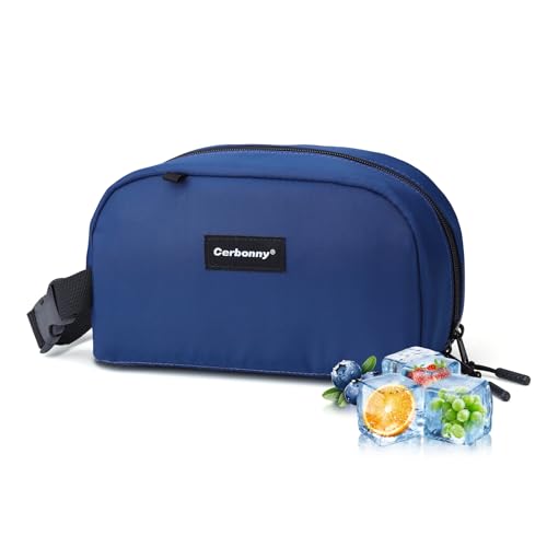 Cerbonny Small Cooler Bag, Freezable Lunch Bag, Small Lunch Bag, Insulated Mini Cooler Box with Ice Packs & Handle Buckle for School Work Travel,Navy Blue - color: Navy Blue