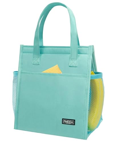 Fmeida Insulated Lunch Bag Women, 9L Large Lunch Bags with Multiple Pockets, Reusable Thermal Cooler Tote for Work, Office, Picnic, Travel | Hook and Loop Closure, Mint Blue - color: Mint Blue, size: M | 9L | Hook & Loop