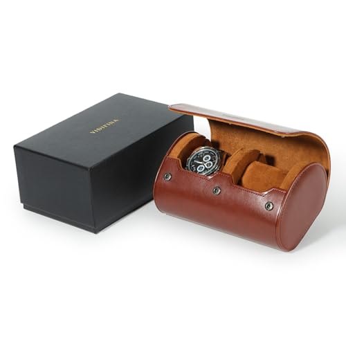 Premium Watch Travel Case, Odor-Free PU Leather Watch Roll for 1/2/3 Watches Protective Storage with Gift Box, Ideal for Men's Gifts & Business Travel, Brown, 2 Watches Roll - color: Brown, size: 2 watches roll