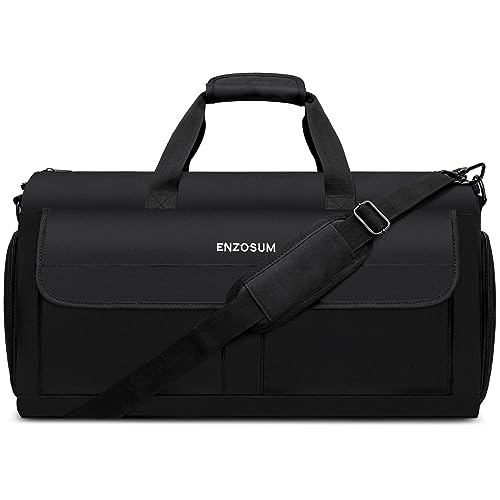 Garment Bags for Travel Large Suit Bag for Men Carry On Garment Bag Convertible Garment Duffle Bag with Shoes Compartment,2 in 1 Hanging Dress Suitcase Suit Travel Bags,Black - color: Black