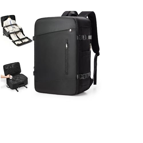 VGCUB Vacuum Backpack Travel with Suit Bag and Air Pump Compression Vacpack Carry on Flight Approved Daypack Laptop Space Saver Garment Bags for Travel Storage with Vacuum System Women Men Black - color: B14-black With Electric Pump, style: X-large