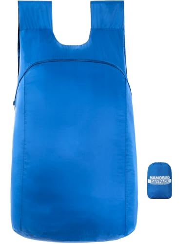 Nanobag Daypack - Ultralight 16L Foldable Travel & Hiking Backpack, Reusable, Packable, Collapsible Bag for Men & Women - color: Navy