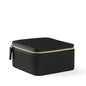 Leatherology Black Onyx Medium Jewelry Organizer – Full-Grain Leather Travel Case with Structured Design, Ring & Earring Storage, Zippered Suede Pouches - color: Black Onyx