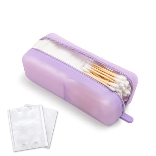 Cotton Pad Swab Travel Case, 2-in-1 Waterproof Organizer, VISFRESH (Purple) - color: Purple