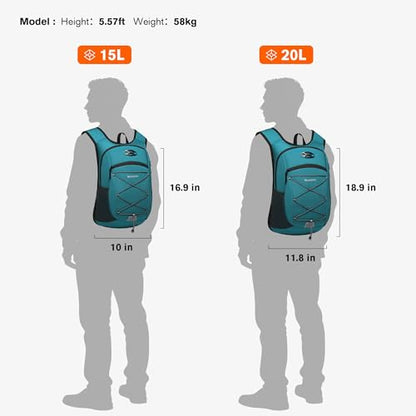 Ultra-Light Soft Daypack 15L/20L, Cushioned Breathable Back Panel Backpack, Lightweight Packable Travel Backpack (Green, 15L) - color: Green, size: 15L