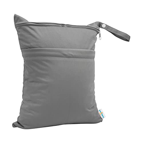 babygoal Wet Dry Bags for Baby Cloth Diapers, Washable Travel Bags, Beach, Pool, Gym Bag for Swimsuits & Wet Clothes with Two Zippered Pockets 3 Pack(S,M,L), 3SML01 - color: Grey