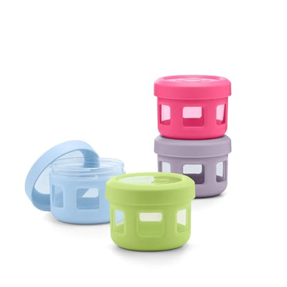 Ello Reusable Condiment Containers with Screw-on Leak Proof Lid | Perfect for Salad Dressing Sauce Dips Lunchbox Picnic Travel Bento Box | BPA-Free | Dishwasher Safe - color: Neon Dreams