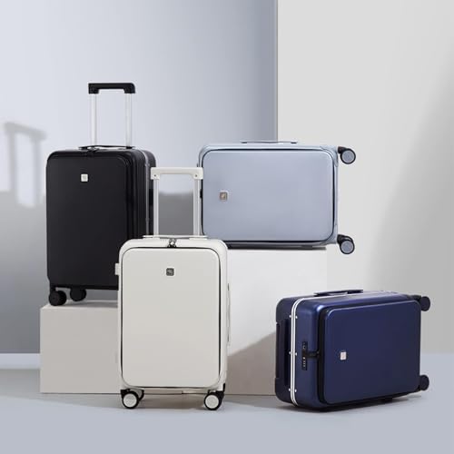 Hanke 20 Inch Carry On Luggage with Front Pocket Aluminum Frame, Hard Shell Suitcases with Wheels, Rolling Luggage, Suitcase with Lock, Travel Luggage for Weekender, Dark Blue - color: Dark Blue, size: 20 Inch Middle No Opening