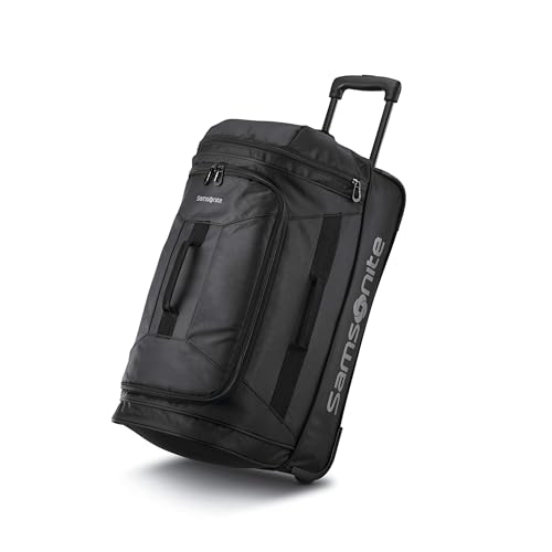 Samsonite Andante 2 Wheeled Duffel Bag – 22-Inch Durable Rolling Luggage with Inline Skate Wheels, Push-Button Handle & Spacious Compartments – Travel-Friendly and Lightweight - All Black - color: All Black, size: 22-Inch