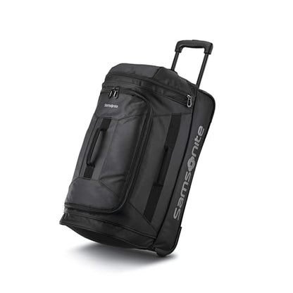 Samsonite Andante 2 Wheeled Duffel Bag – 22-Inch Durable Rolling Luggage with Inline Skate Wheels, Push-Button Handle & Spacious Compartments – Travel-Friendly and Lightweight - All Black - color: All Black, size: 22-Inch
